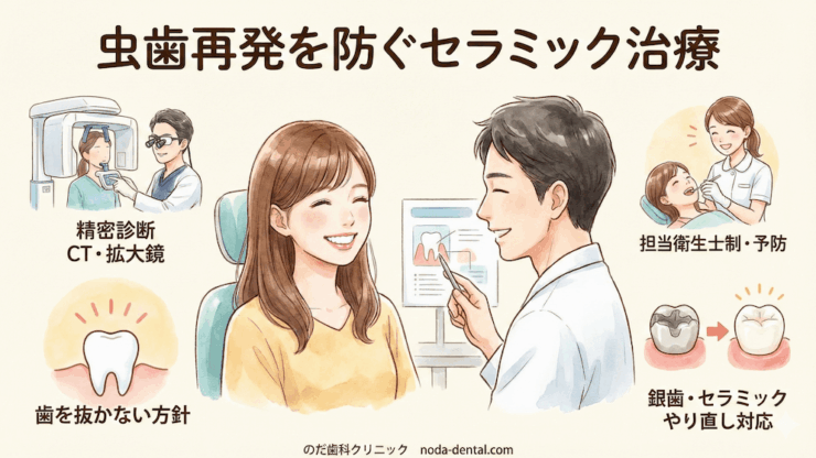セラミックでも虫歯は再発する?再発率と原因・予防法を歯科医が解説