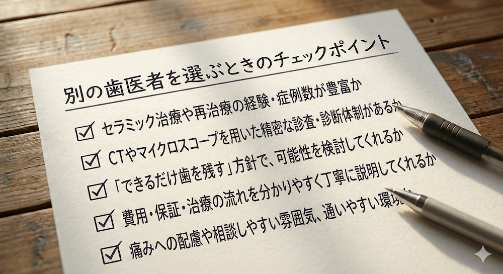 別の歯医者を選ぶときのチェックポイント